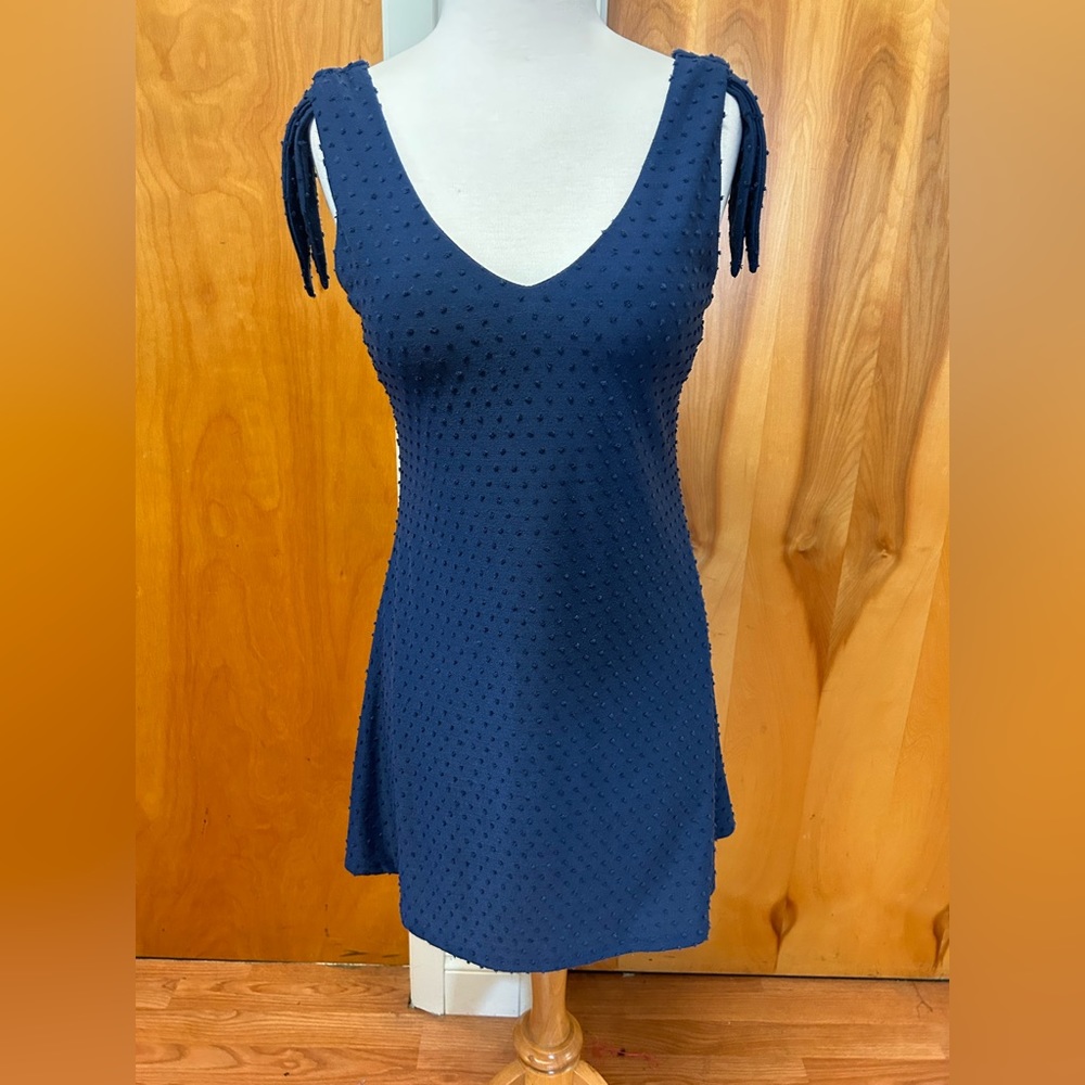 Trixxi blue knit dress with shoulder detail size XS.